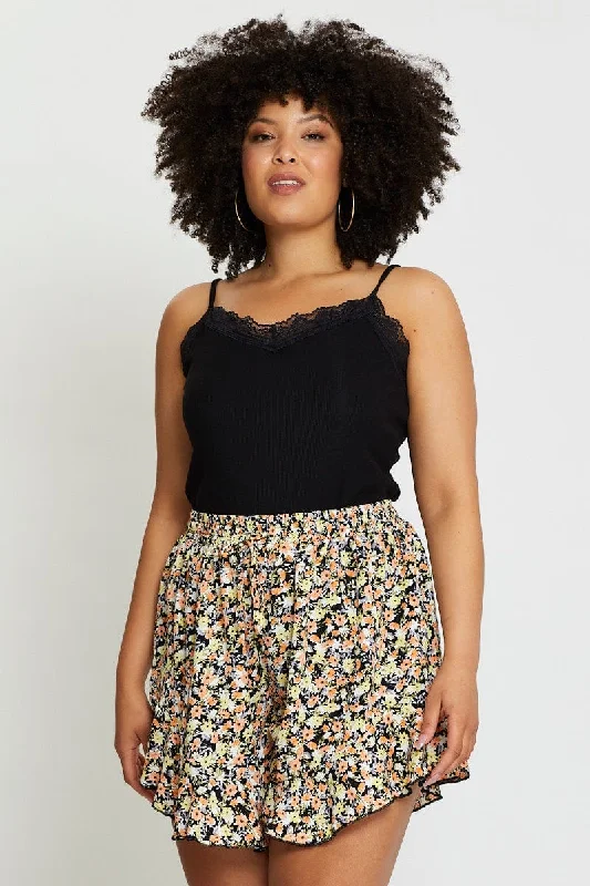 Winter Warehouse Sale Black Singlet Top Lace Trim