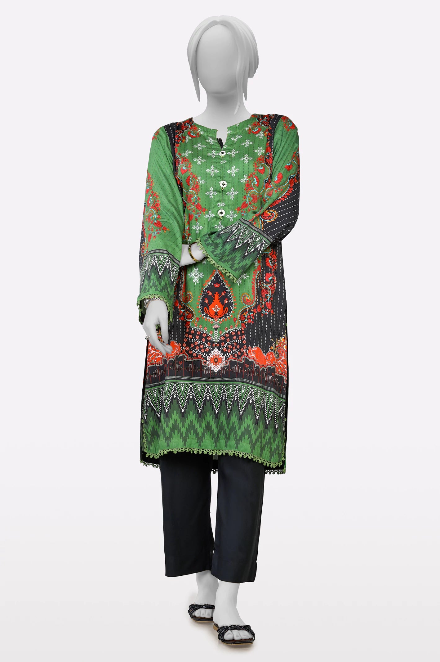 Classic Chic Deals Green Printed 2PC