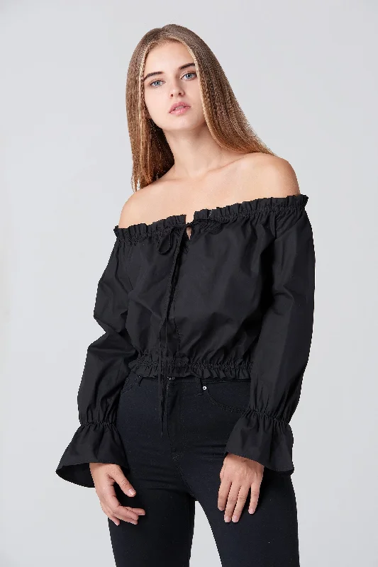 Fashion Sale Black Sabrina Top