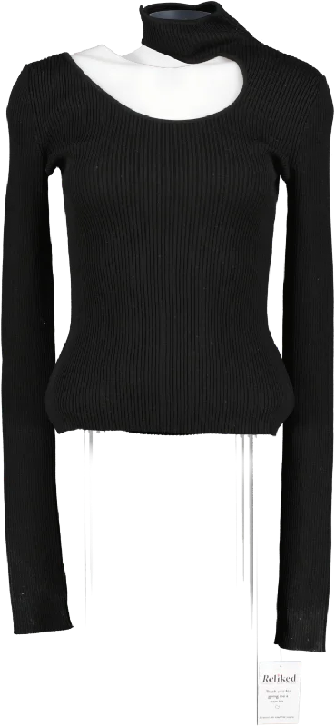 Cozy Comfort Style Sale Petar Petrov Black Fitz Cutout Ribbed Silk Top UK S