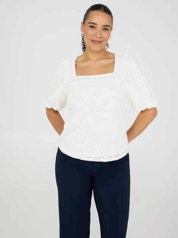 Premium Style Offers Square Neck Lace Top
