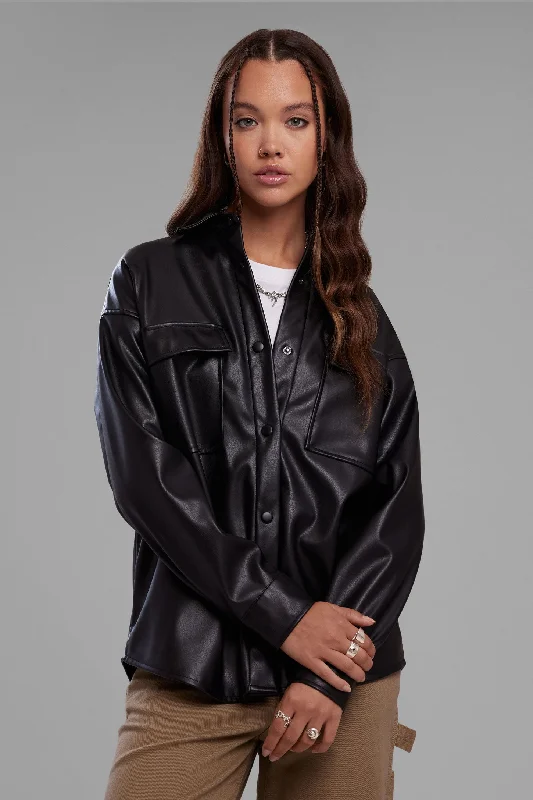 Limited Edition Chemise en cuir végane coupe surdimensionnée - Femme
