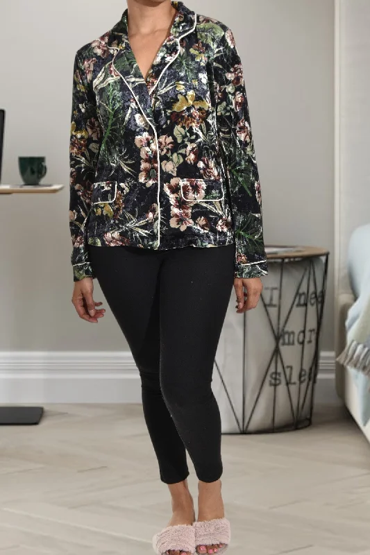 Valentine's Special Black Floral Pj Top