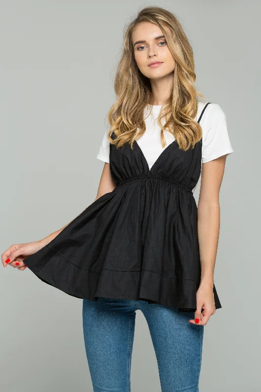 Avant-Garde Style Promotions Black and White Babydoll Spaghetti Strap Top Set