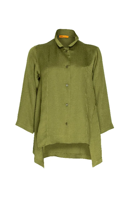 Premium Style Drop Hem Shirt - Olive Viscoes 4612
