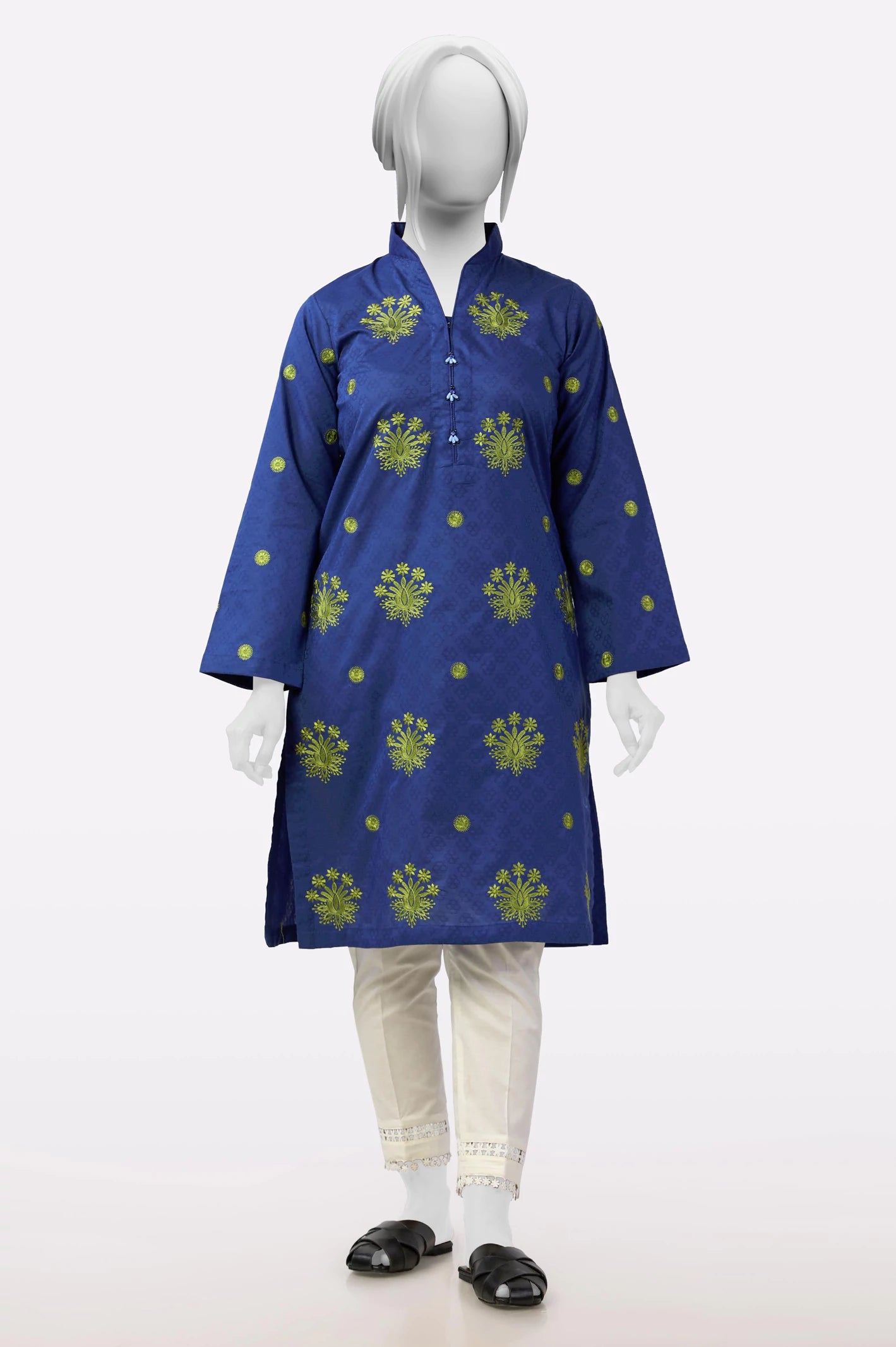 Seasonal Picks Navy Blue Embroidered Kurti