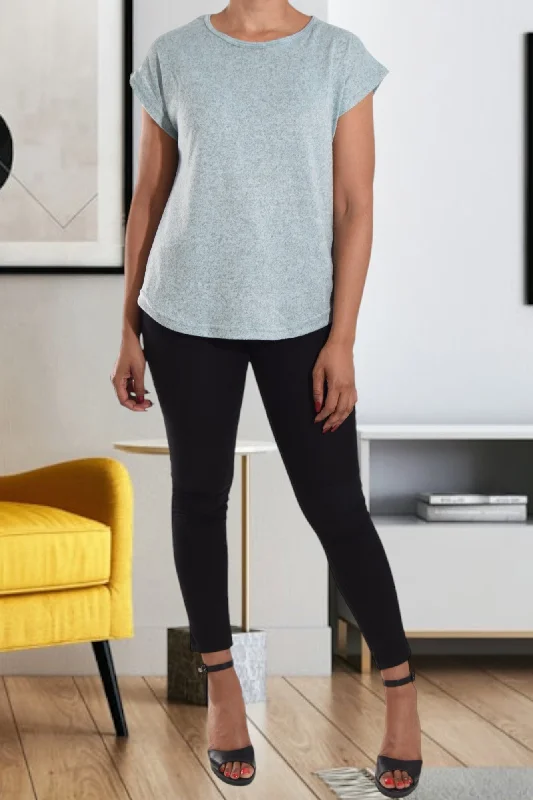 Shop The Hottest Deals Green And Grey Mélange Top