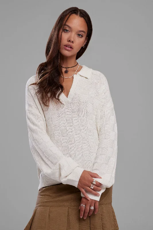 Fashion-Forward Polo manches longues en tricot - Femme