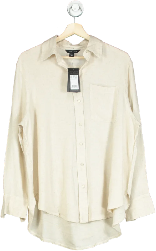 Flash Sale New Look Beige Lottie Linen Shirt UK 8