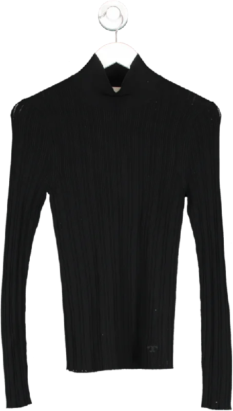 Valentine's Special Tory Burch Black Pointelle Turtleneck UK M