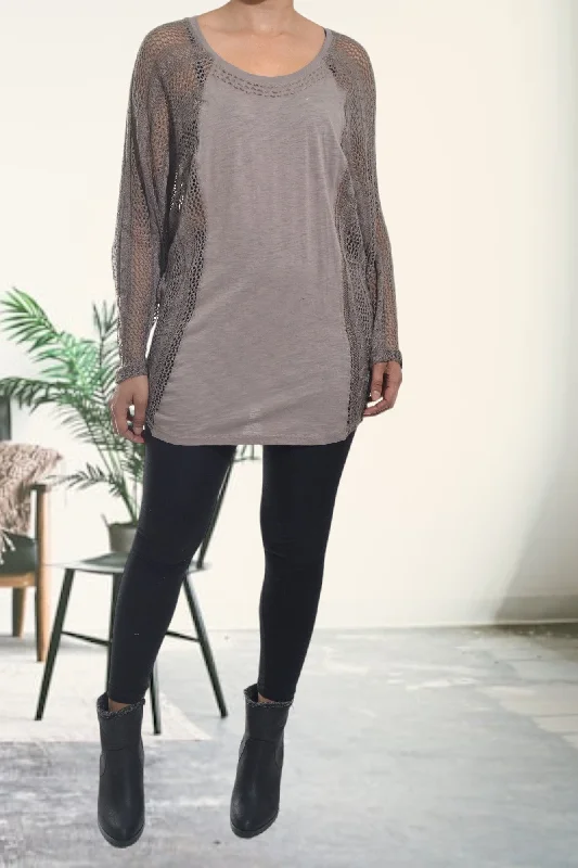 Trendy Threads Brown Side Netted Top