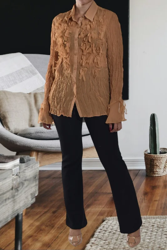 Feminine Style Promotions Light Brown Frill  Top