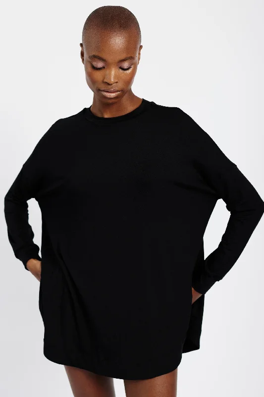 Browse Our Top Products The Dolman Sleeve Essential Knit in Black with Front Seam
