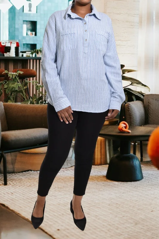 Trendy Styles Blue And White Shirt