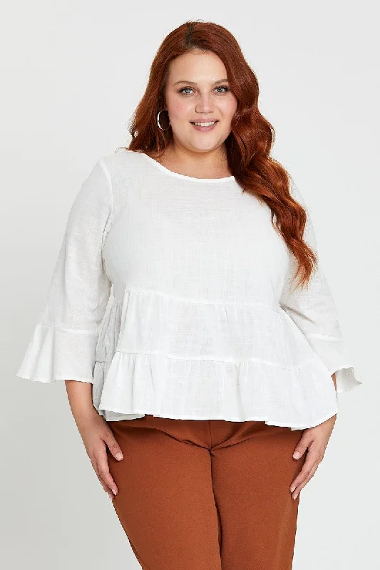 Contemporary Casual Deals White 3/4 Sleeve Pink Layer Top