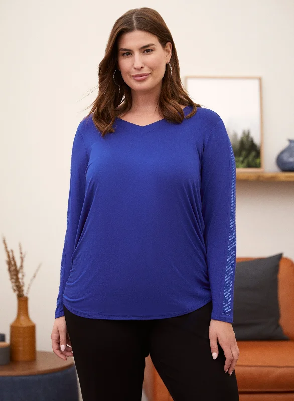 Fresh Fashion Discounts Embellished Sleeve Detail Top