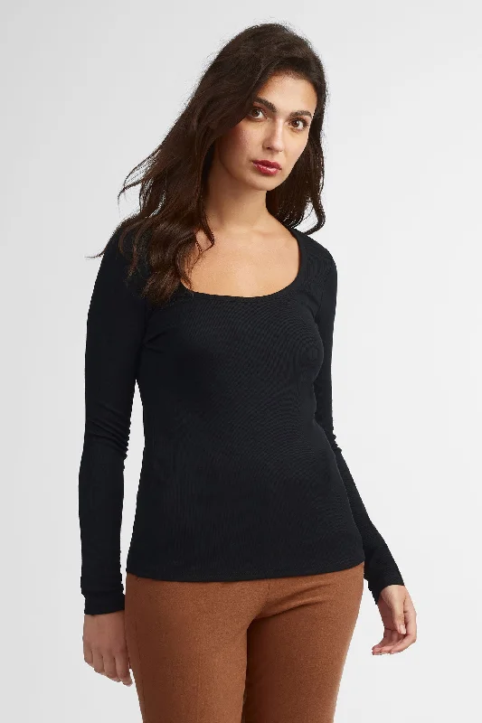 Fashion Forward Femininity Chandail col en U manches longues modal - Femme