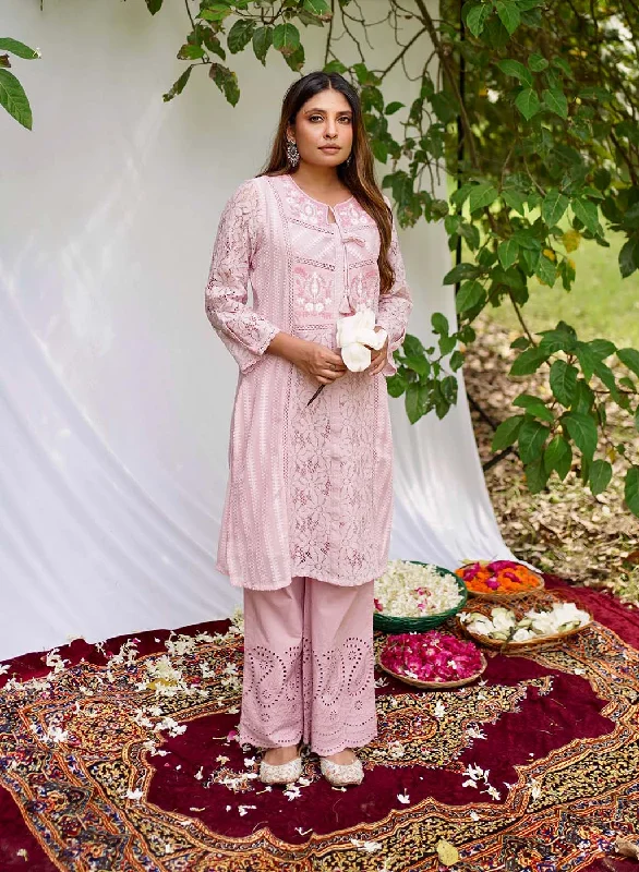 Romantic Fashion Discounts Peach Rachael Kurti with Keyhole Neck