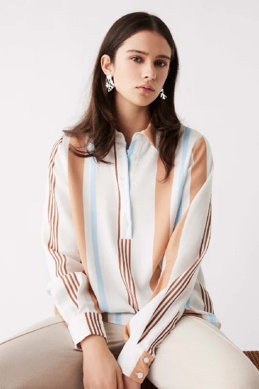 Urban Elegance Deals Skyline White Stripe LS Top
