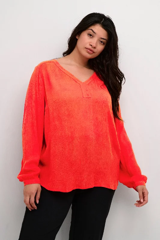 Fast Fashion Favorites Zeitlose feuerrote Bluse aus Ecovero-Viskose 