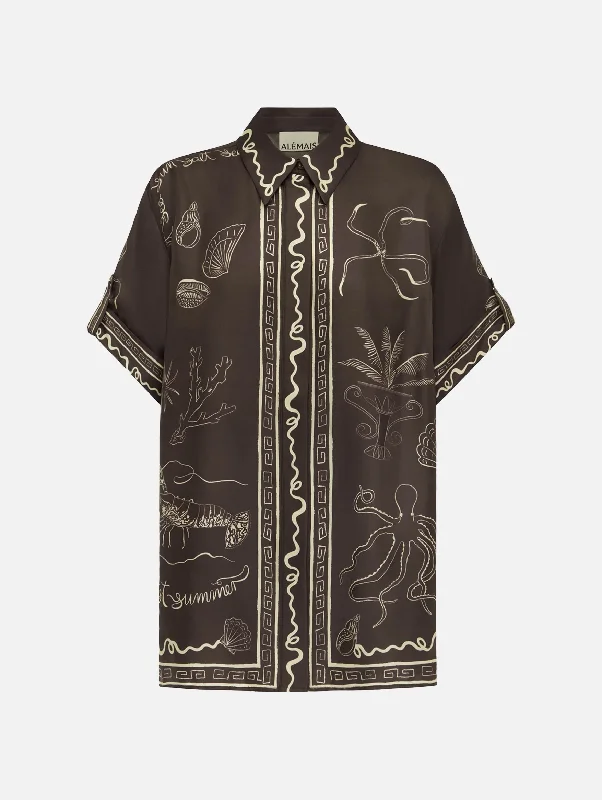 Final Sale Sammy Silk Shirt in Brown