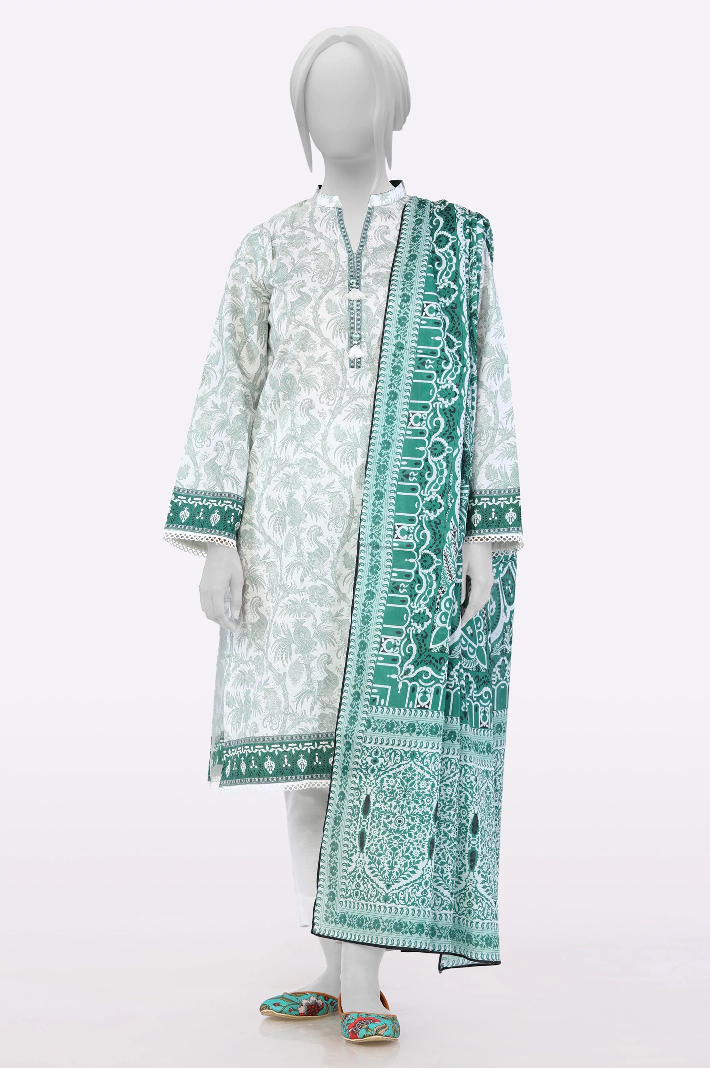 Seasonal Picks Light Green Printed 3PC