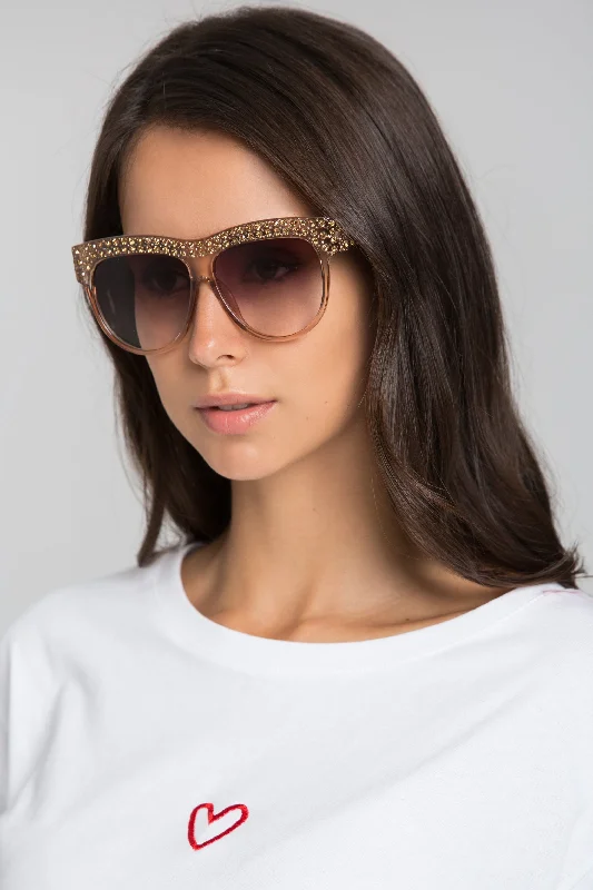 Special Offers, Don't Miss Copper Transparent Embellished Top Rim Sunglasses