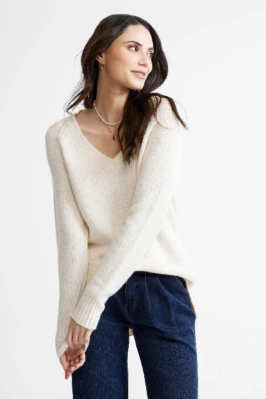 Ends Soon Chandail col en V en tricot polyester recyclé - Femme