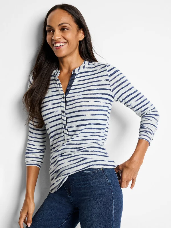 Statement Fashion Offers NIC+ZOE Sketched Stripe Cozy Henley