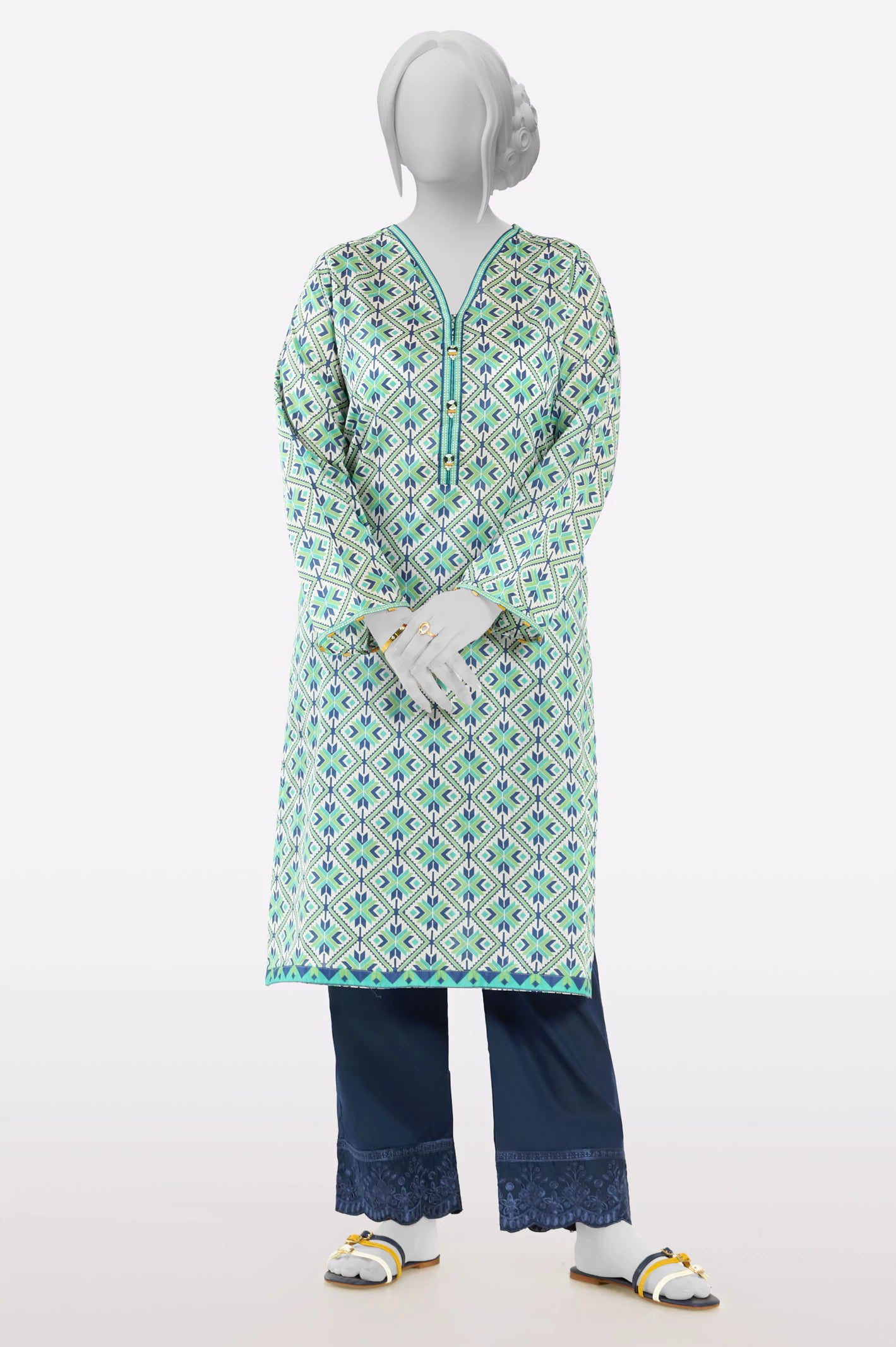 Vintage Style Deals Basic Printed Kurti