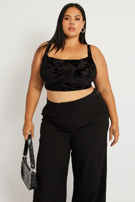 Durable Fashion Picks Black Cowl Top Sleeveless
