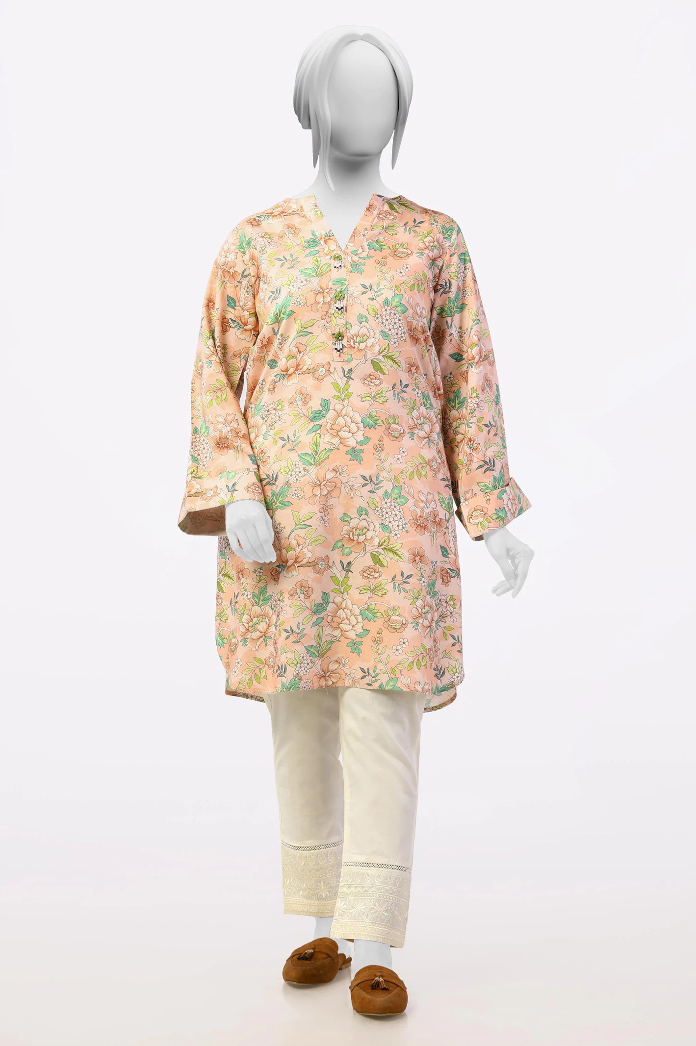Stylish Deals Peach Printed Kurti