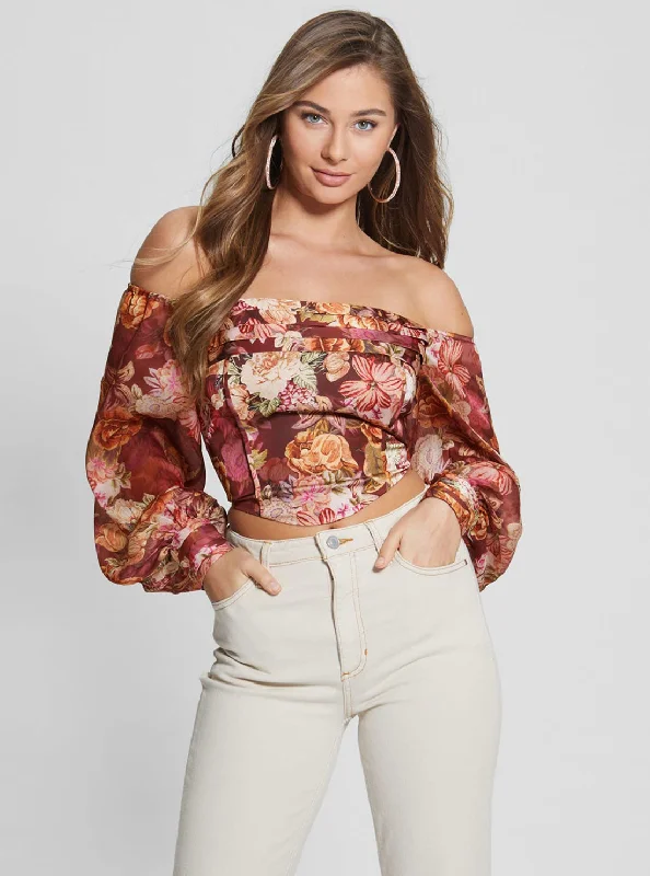 Trendy Women's Wear Collection Eco Floral Tapestry Print Kristy Top