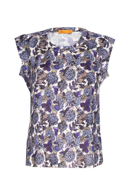 Limited-Time Offer Cap Sleeve Top - Purple Print 9776