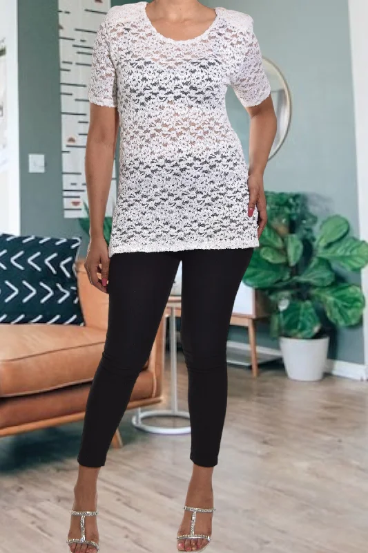 Style Without Limits White Floral Net Top