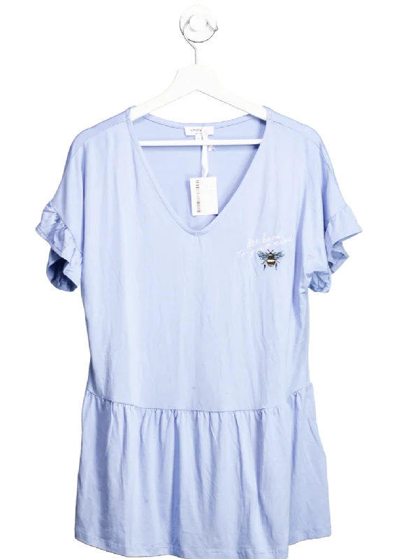 Big Savings SimplyBe X Emma Mattison Blue Embroidered Bee Peplum Top UK 10