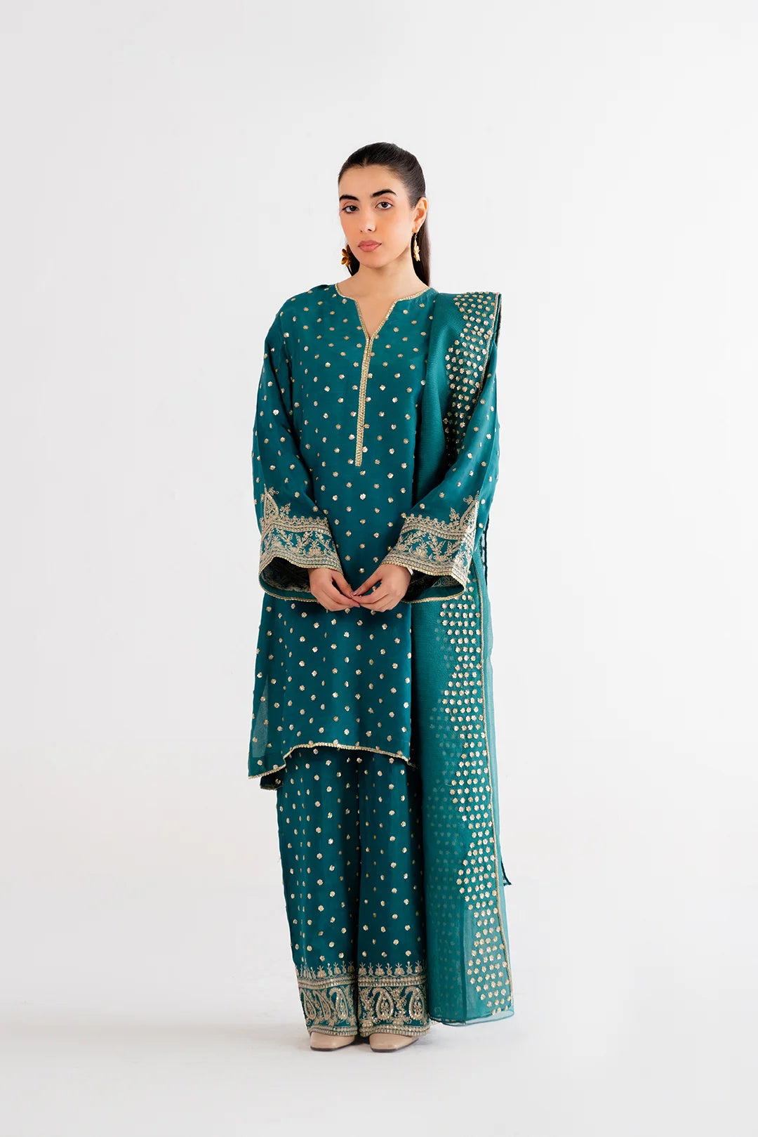 Seasonal Picks 3 Piece Embroidered Raw Silk Suit