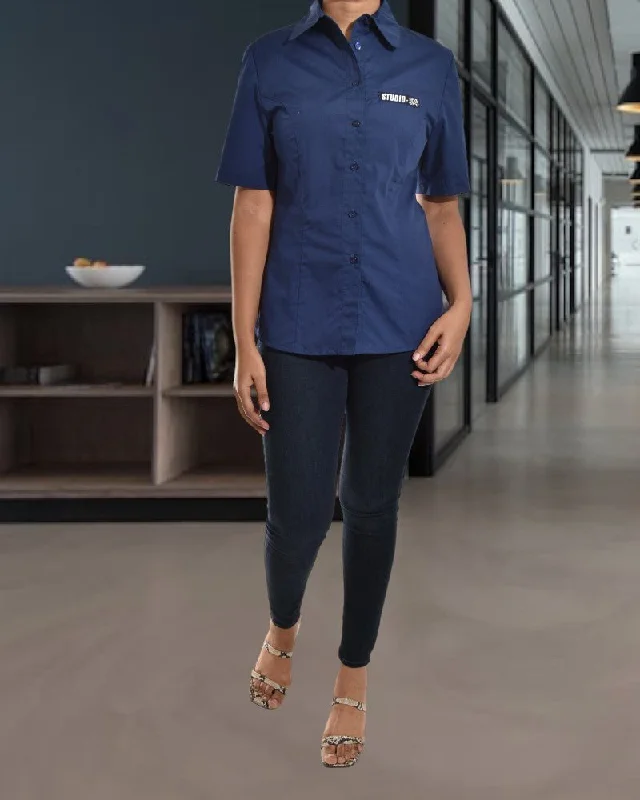 Bold Style Discounts Ladies Navy Button Shirt