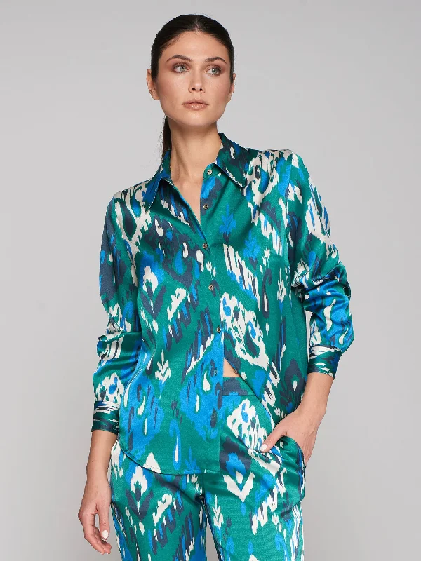 Bold Style Discounts Vilagallo Teal Ikat Shirt