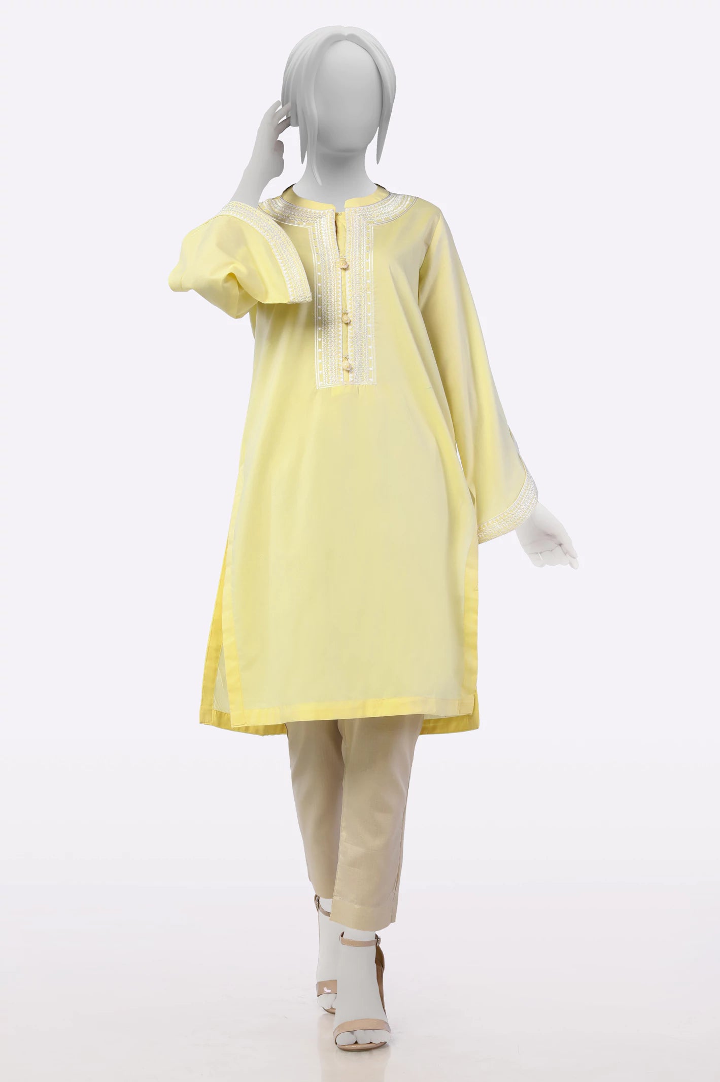 Find Your Unique Flair Yellow Embroidered Kurti