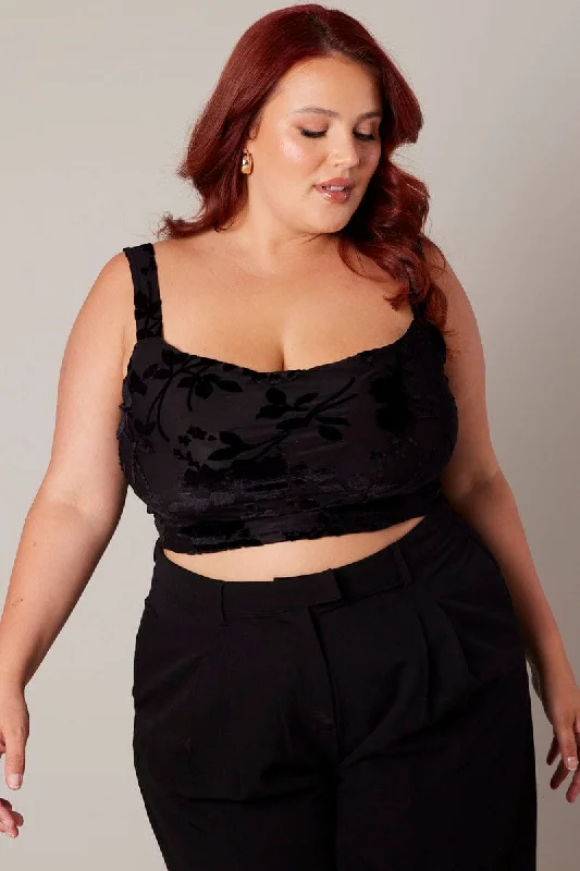 Luxe Style Discounts Black Cowl Top Sleeveless