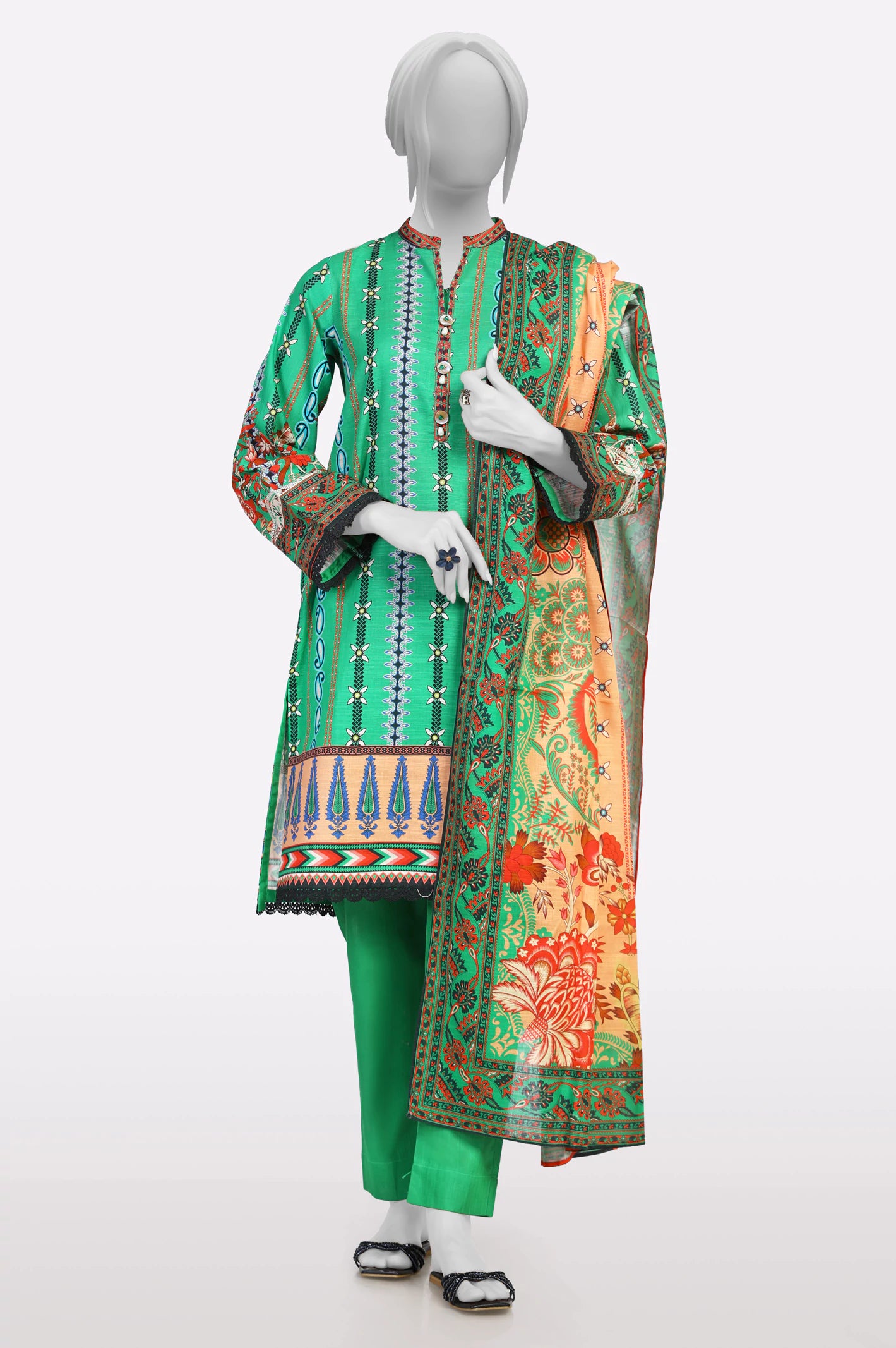 Chic Style Discounts Green Printed 3PC