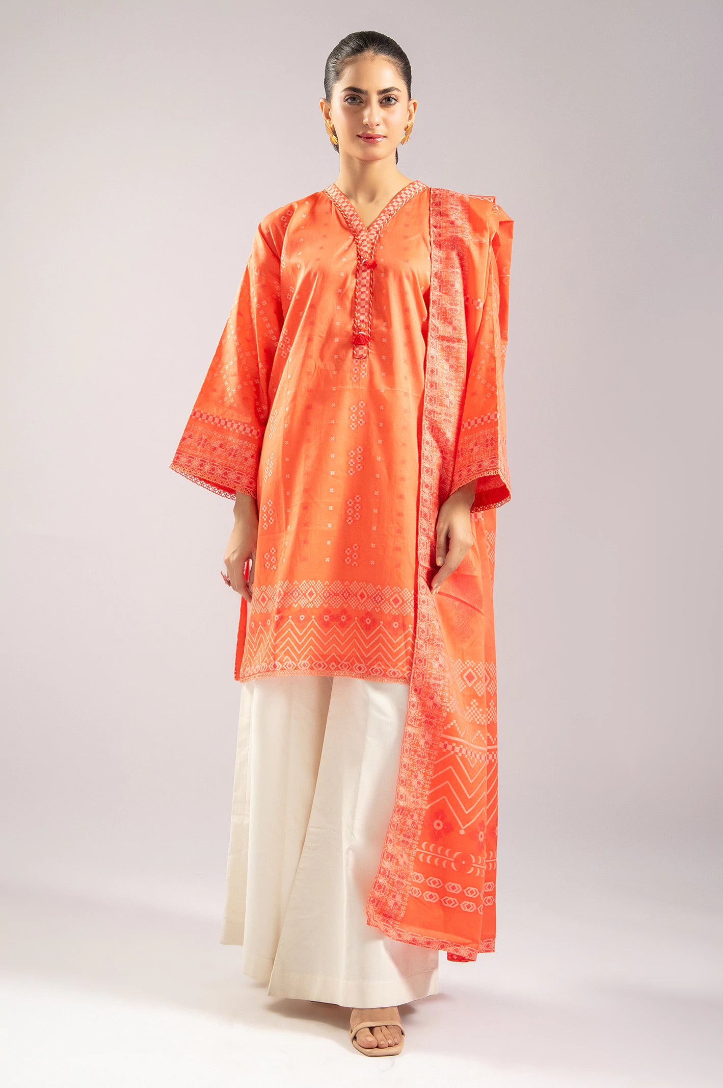 Clearance Sale, All Cheap Coral Stylised Kurti with Dupatta