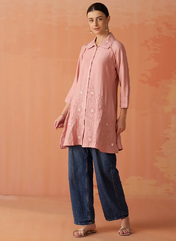 Limited Time Special Offer Alayssa Dark Pink Embroidered Kurti for Women