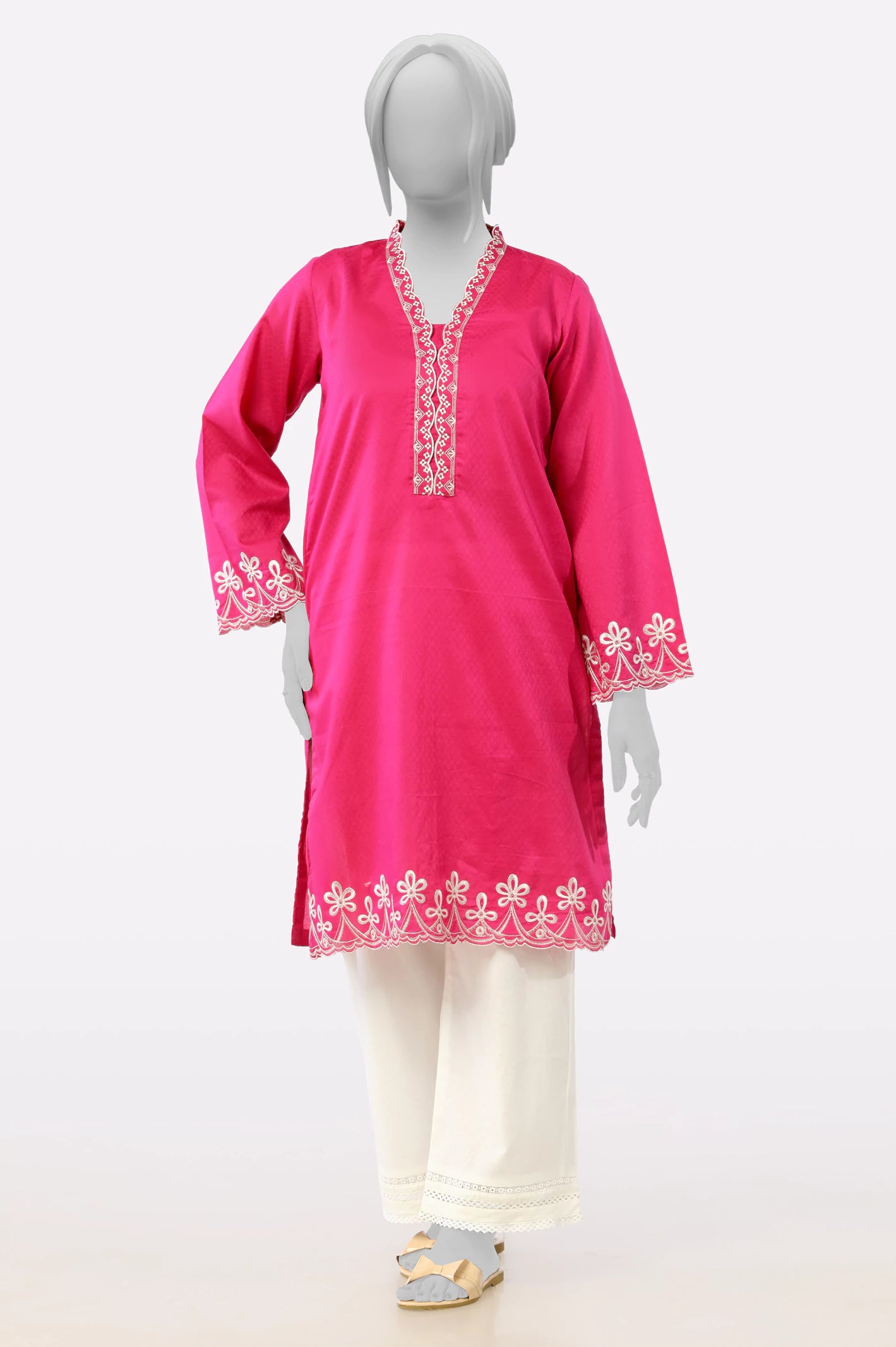 Comfort Meets Fashion Pink Embroidered Kurti