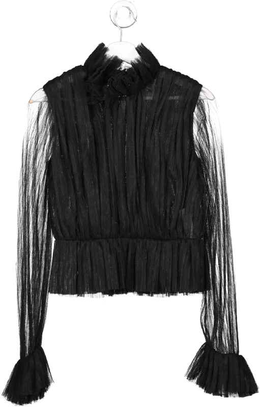 Elevated Casual Discounts Khaite Black Ula Sheer Tulle Top Us6 UK 10