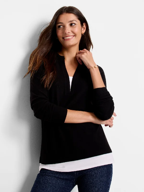 Feminine Style Promotions NIC+ZOE NZT Cozy Mix Media Layer Top