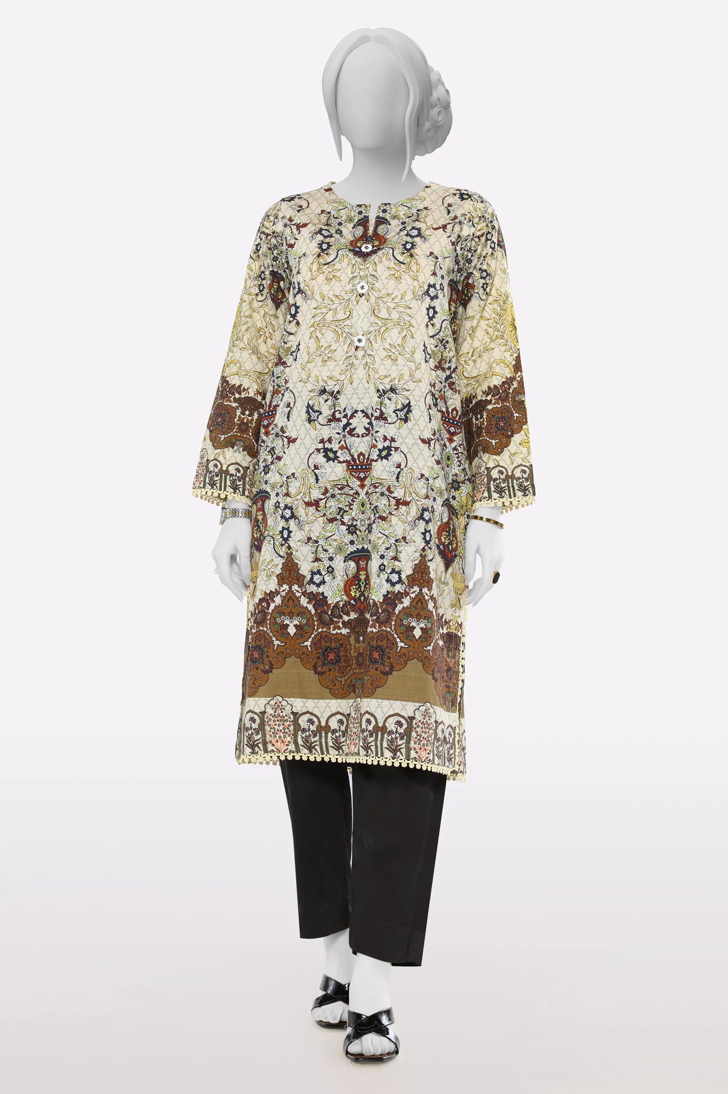 Minimalist Fashion Sale Beige Stylised Kurti