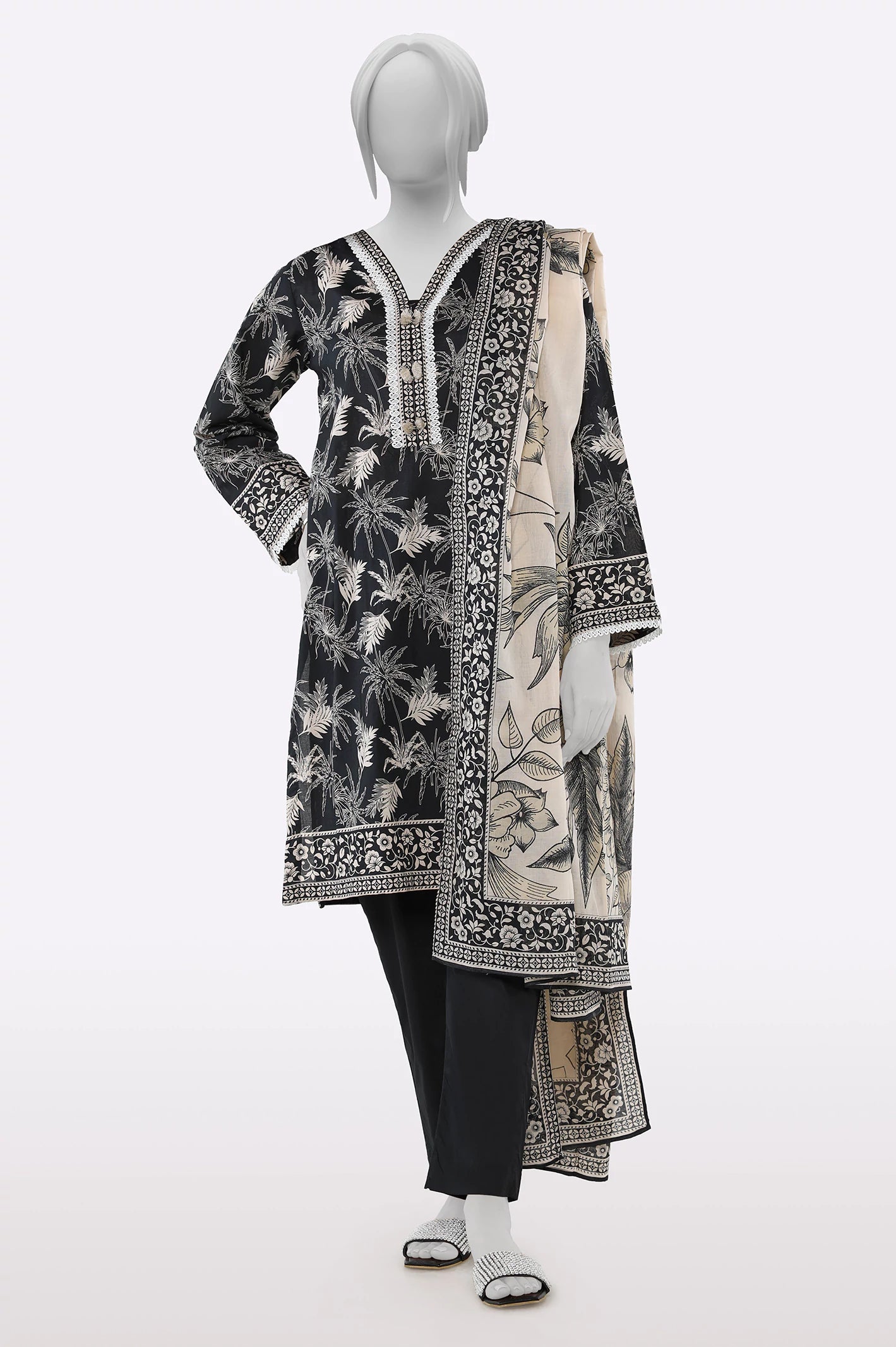 Classic Modern Offers Black Printed 3PC
