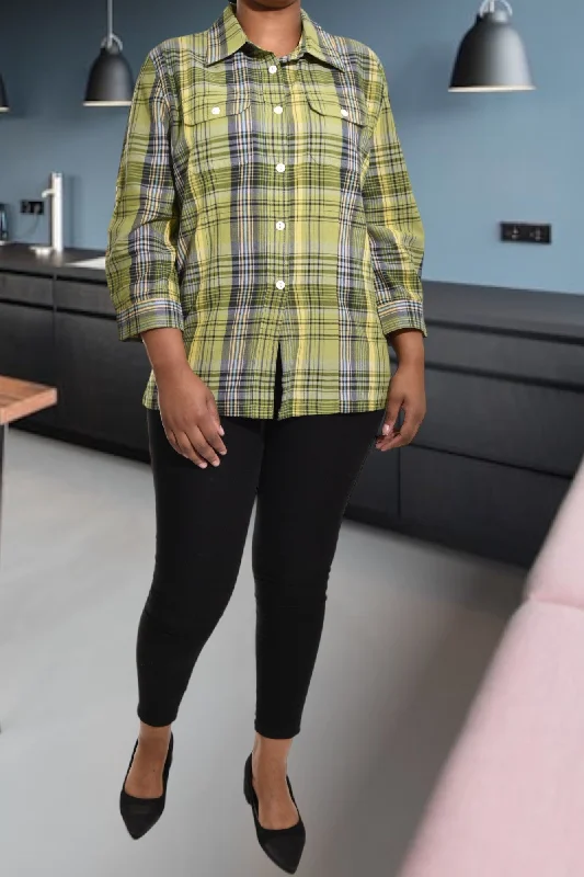 Cool Prices Olive And Grey Plaid Shirt